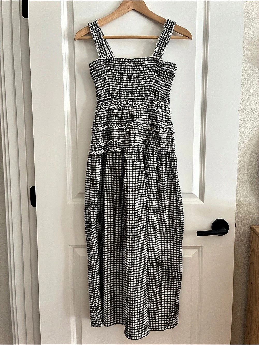 Cecile Bahnsen x Uniqlo Gingham Maxi Dress in Black & White Size Medium Like New